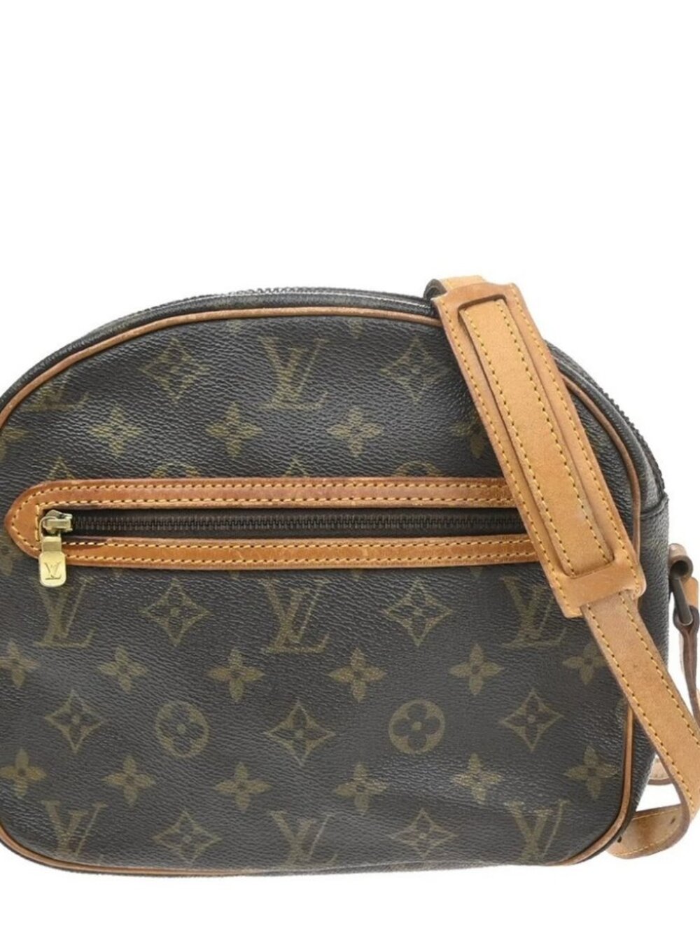 LOUIS VUITTON Senlis Shoulder Bag Monogram Leather Brown France 86SA113